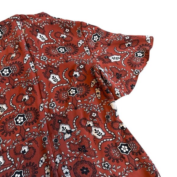 A.L.C. Spencer 100% Silk Floral Print Mini Dress Short Sleeve High Neck Size 4 - Picture 10 of 14